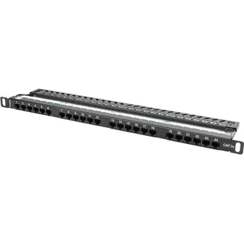 Racková skříň Lanberg | PATCH PANEL 24 PORTŮ 0,5U 19" CAT.5E UTP ČERNÝ