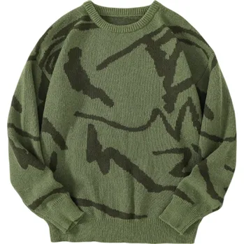 Pánský svetr Pánský svetr s dlouhým rukávem a výstřihem do O Jednoduchý vzor Elegantní pletený svetr Podzimní a zimní móda Polyester Různé barvy zelená XS