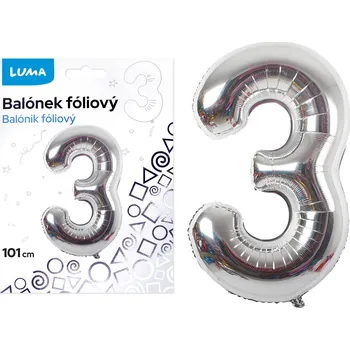 Balónek fóliový Luma č.3, 101cm, stříbrný