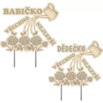 Party dekorace Gardener group ČR - Zápich na dort dřevěný zahradníci všechno nejlepší 01