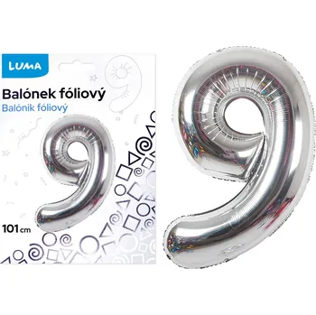Balónek fóliový Luma č.9, 101cm, stříbrný