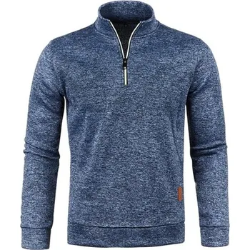 Pánský svetr Pánský svetr s dlouhým rukávem a rolákem Poloviční zip Jednobarevný polyesterový svetr Elegantní a pohodlný moderní svetr více barev modrá S