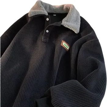 Pánský svetr Pánský plyšový svetr s rozepínacím límečkem na knoflíky Dlouhý rukáv Jednobarevný hřejivý svetr Polyester Univerzální velikost Různé barvy tmavě hnědá