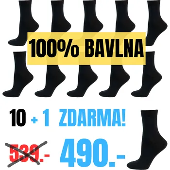 Ponožky ze 100% bavlny 10+1 ZDARMA!, Barva: Bílá, Velikost: 43 - 45 (9 - 10), Provedení: Hladké