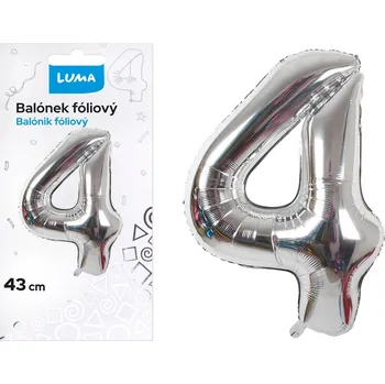 Balónek fóliový Luma č.4, 43cm, stříbrný