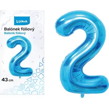 Balónek fóliový Luma č.2, 43cm, modrý