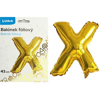 Balónek fóliový Luma "X", zlatý