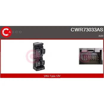 Spínač, zvedací zařízení oken CASCO CWR73033AS