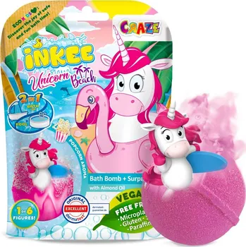 bomba do koupele Amenity AB Šumivá bomba do vany s překvapením - Plážový jednorožec Inkee