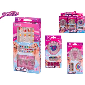 Panenka Mikro Trading Glamour sada nalepovacích nehtů s diamanty a doplňky