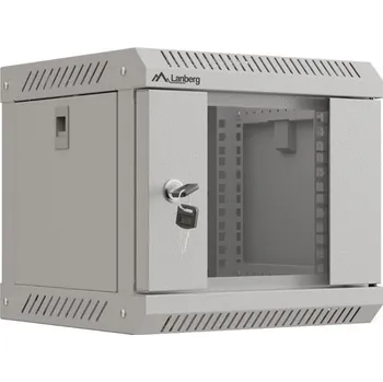 Racková skříň Lanberg | RACKOVÁ SKŘÍŇ 10" NÁSTĚNNÁ 4U/300X300 (FLAT PACK) S PROSKLENÝMI DVEŘMI ŠEDÁ