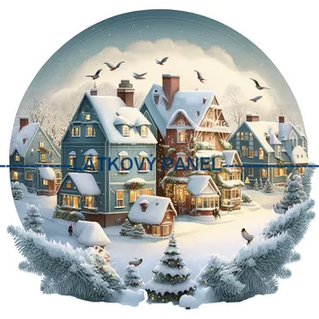 Látkový panel - Zimní vesnička - ZIM-192 Velikost: 30x30cm, Materiál: Úplet