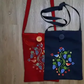 Textilní kabelka s výšivkou moravský vzor 29-06 Bílá