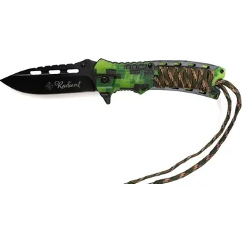 Pracovní nůž Nůž skládací Radient zelený maskáč 21,5cm + podpalovač