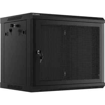 Racková skříň Lanberg | 19" RACKOVÁ SKŘÍŇ PRO MONTÁŽ NA STĚNU 9U/600X450 S PERFOROVANÝMI DVEŘMI ČERNÁ (PLOCHÉ BALENÍ)