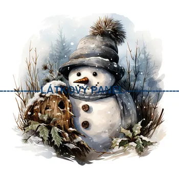 Látkový panel - Sněhulák - ZIM-184 Velikost: 20x20cm, Materiál: Kočárkovina