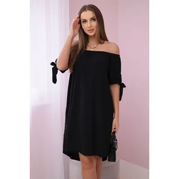 Dámské šaty Kesi Šaty 3320 svázané na rukávech - výprodej Barva: Černá, Velikost: UNI