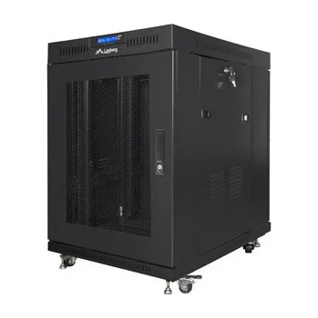 Serverovna Lanberg | RACKOVÁ SKŘÍŇ 19" VOLNĚ STOJÍCÍ 15U/800X1000 (FLAT PACK) ČERNÁ - Prosklené dveře