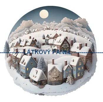 Látkový panel - Zimní vesnička - ZIM-190 Velikost: 25x25cm, Materiál: Kočárkovina