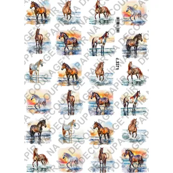 Umělecký papír Rýžový a soft papír na decoupage - Kůň a moře - KB3371 Materiál: Soft, Rozměr: A4