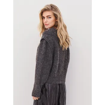 Dámská mikina Svetr Nu Denmark 8523-50 hnědý s výraznými rameny Velikost: 38