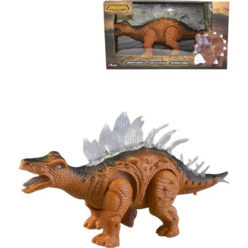 Figurka Dinosaurus hnědý plastový na baterie pohyblivý Světlo Zvuk v krabici