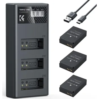 K&F LP-E12 Camera Battery 1100mAh, 3-pack + Charger set