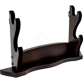 Karnevalový kostým Lord of Battles Dřevěný stojan na dva meče, nástěnný i stolní, tmavě mořený - Outlet