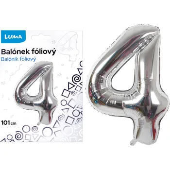 Balónek fóliový Luma č.4, 101cm, stříbrný
