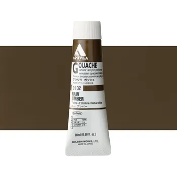 Vodová barva Akryl kvašová barva Holbein - Raw Umber Balení: 20 ml