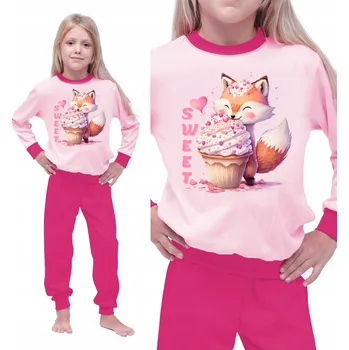 Dívčí pyžamo DĚTSKÉ DÍVČÍ PYŽAMO Z TEPLÉ BAVLNA GEUBA S POTISKEM 122 Růžová 122