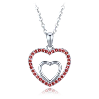 Náhrdelník MINET Stříbrný náhrdelník srdíčko s červenými zirkony JMAN0670CN45