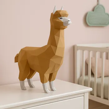 3D puzzle Alpaka – papírový model a 3D skládačka PaperTime