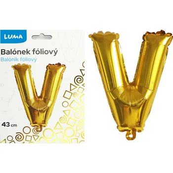 Balónek fóliový Luma "V", zlatý