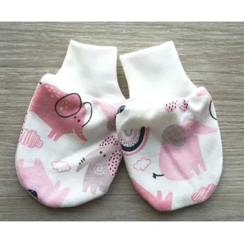 Rukavice AMÁLKA Bavlněné rukavičky pro miminko, růžoví sloníci Velikost: 56-68