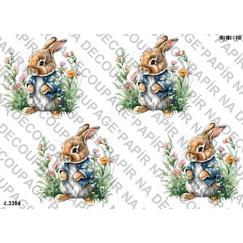 Umělecký papír Rýžový a soft papír na decoupage - Zajíček - KB3384 Materiál: Soft, Rozměr: A4