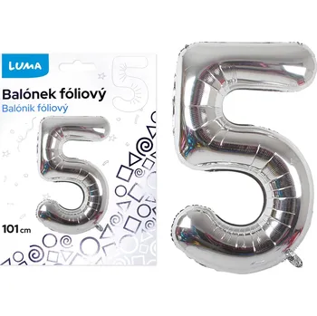 Balónek fóliový Luma č.5, 101cm, stříbrný