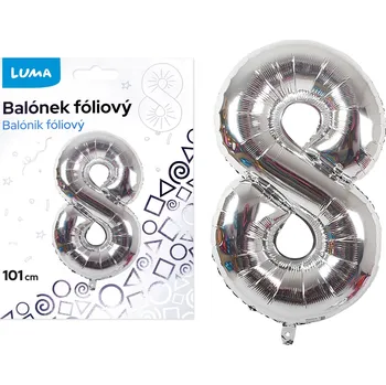 Balónek fóliový Luma č.8, 101cm, stříbrný