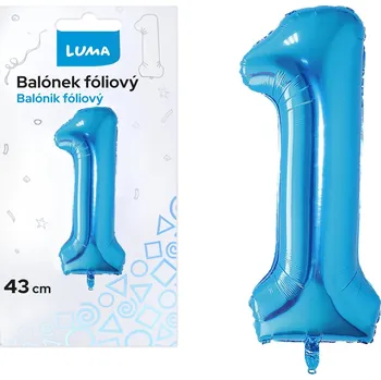 Balónek fóliový Luma č.1, 43cm, modrý