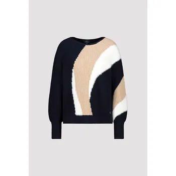 Dámská mikina Svetr Monari 8973 tmavě modrý intarzovaný vzor Velikost: 36