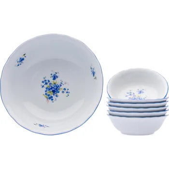 Nádobí Český porcelán, a.s., Dubí Kompotová souprava, pomněnky, 7 d., Český porcelán