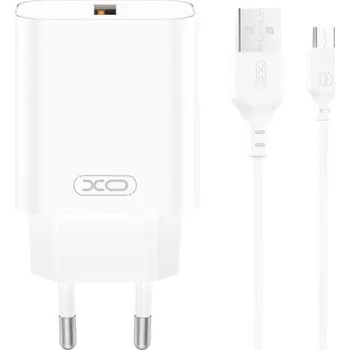 XO síťová nabíječka CE33 QC 18W 1x USB BÍLÁ + USB-C kabel