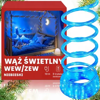 Vánoční dekorace SVĚTELNÝ LED HAD 10M 240 DIOD MODRÝ IP44 VÁNOČNÍ OSVĚTLENÍ NA STROMEČEK VENKOVNÍ