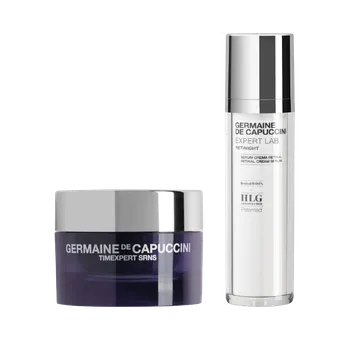 Kosmetická sada Vánoční balíček Timexpert SRNS Retinight Germaine de Capuccini – Krém 50 ml, Sérum 50 ml, necesér, luxusní taška s kožešinou – Noční regenerace a omlazení pleti – Noční regenerace a omlazení pleti