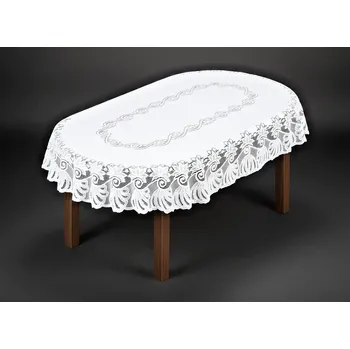 Stolování Žakárový ubrus AGATA oválný více rozměrů bílá MyBestHome Rozměr: 150x100 cm
