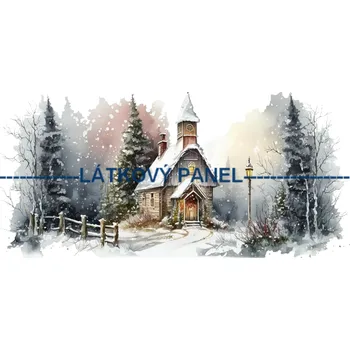 Látkový panel - Zimní kostelík - ZIM -218 Velikost: 10x7cm, Materiál: Kočárkovina