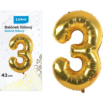 Balónek Balónek fóliový Luma č.3, 43cm, zlatý