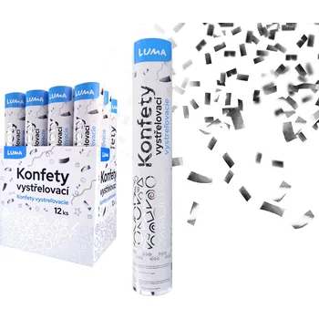 Konfeta Konfety vystřelovací Luma 30cm fóliové stříbrné