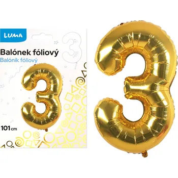 Balónek fóliový Luma č.3, 101cm, zlatý
