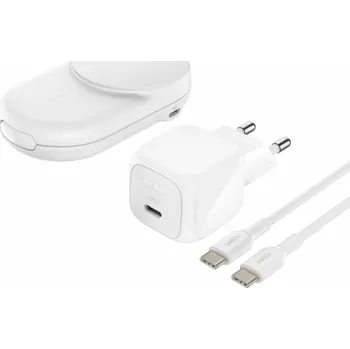 Belkin UltraCharge™ Qi2 25W 2v1 Magnetická nabíječka pro iPhone/AirPods, s USB-C, bílá